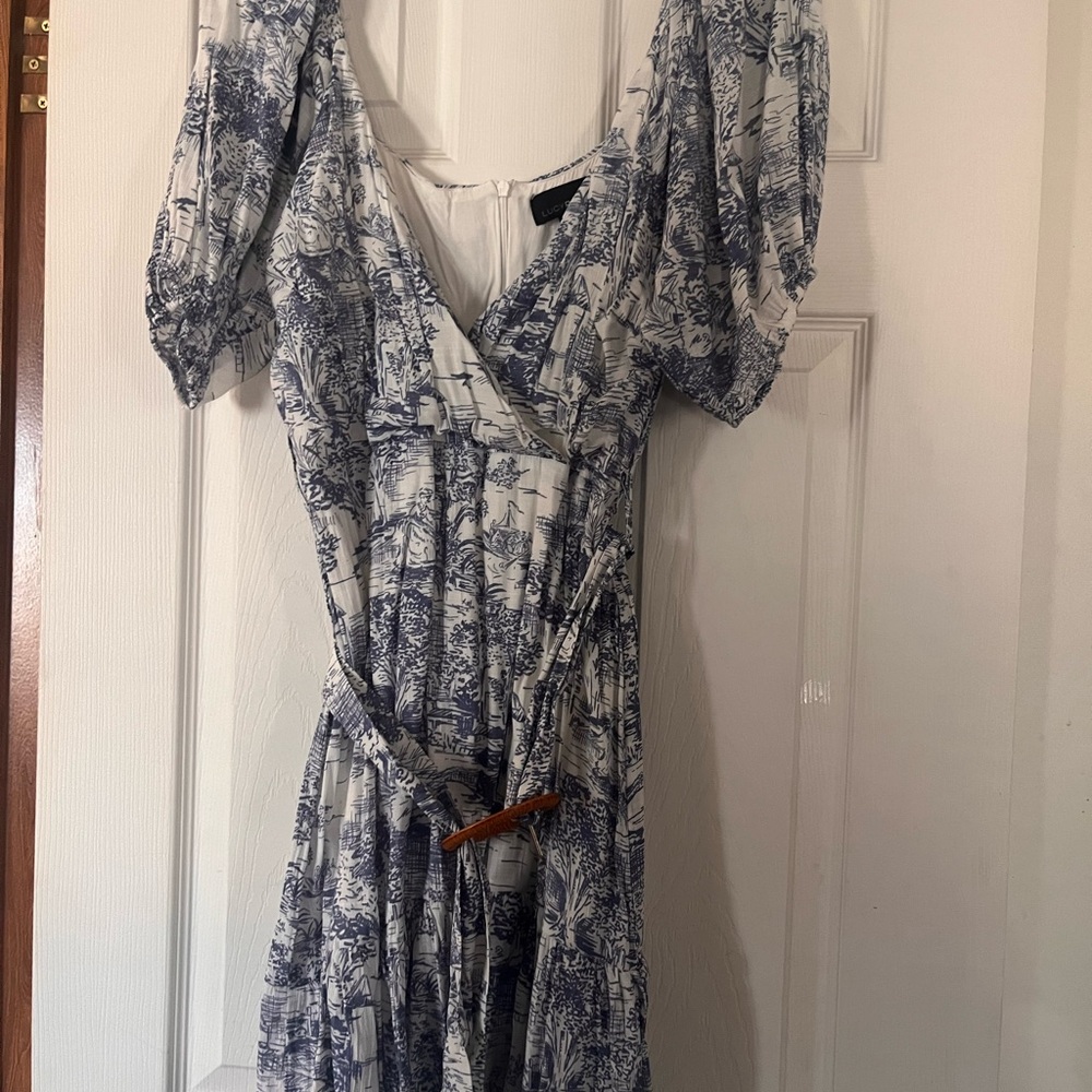 Lucy Paris White and Navy Toile Mini Dress